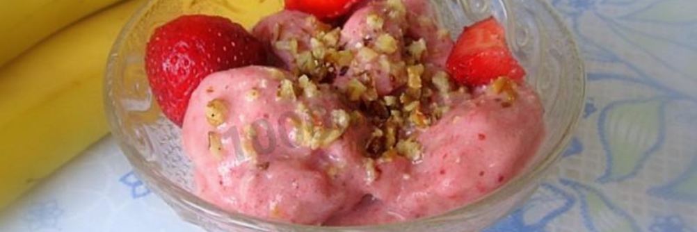 Фруктовый сорбет бананово-клубничный