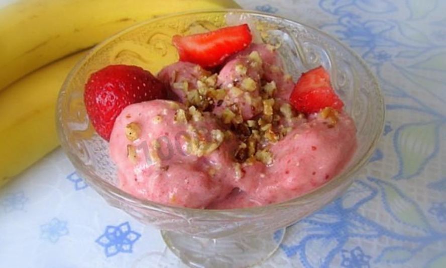 Рецепт фруктового сорбета бананово-клубничный