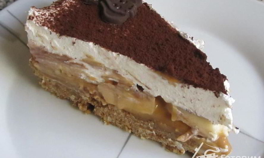 Рецепт карамельно-бананового торт без выпечки