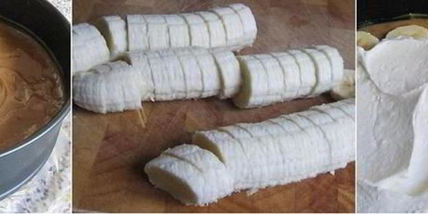 карамельно-банановый торт без выпечки