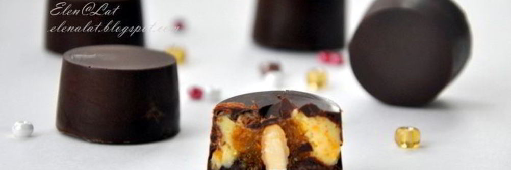 Шоколадные конфеты с тыквенным кремом, мандариновым мармеладом и миндалем