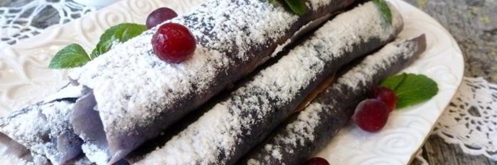 Черничные блинчики с кремом из маскарпоне