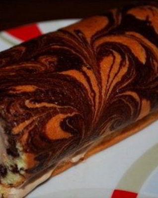 Рулет мраморный с бананово-шоколадным кремом