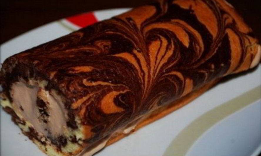 Рецепт рулета мраморного с бананово-шоколадным кремом