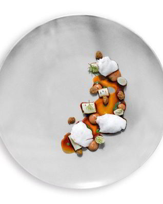 Щеки трески с кремом из водорослей