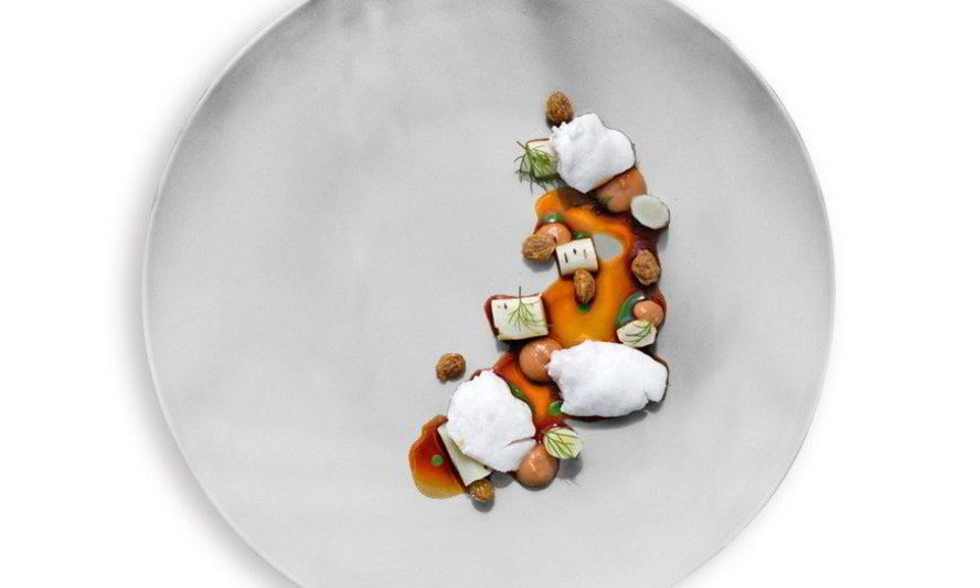 Рецепт щек трески с кремом из водорослей