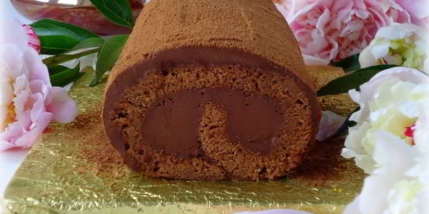 шоколадный рулет с трюфельным кремом