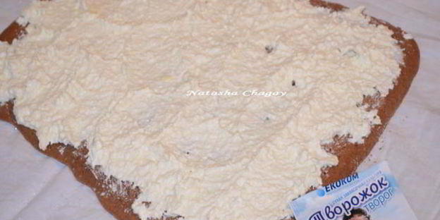 шоколадный рулет с творожным кремом