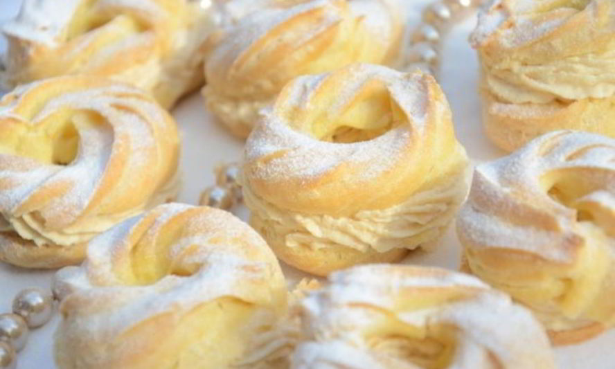 Рецепт заварных колечек с творожным кремом