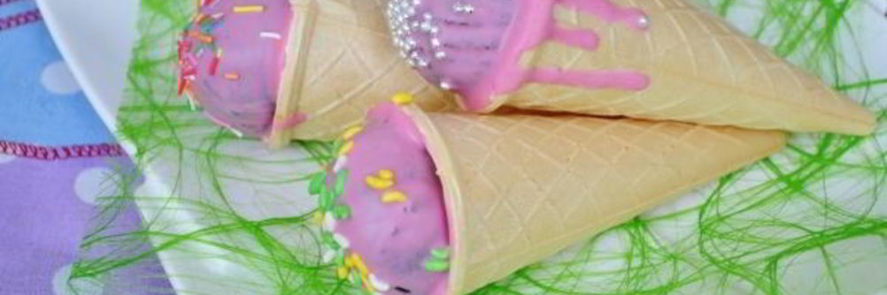 Кейк-попсы в рожке для мороженого