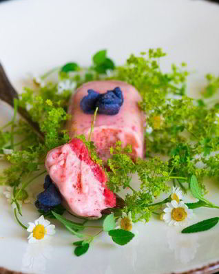 Многослойное мороженое Клубника, ревень, шоколад