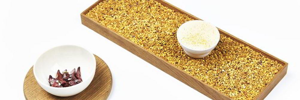 Мороженое из воска и пыльцы и сушеное яблоко с темным медом и бузиной