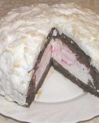 Вишневый торт-мороженое с шоколадным бисквитом