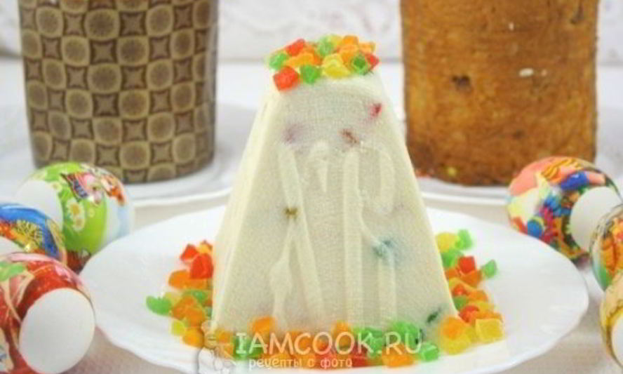 Рецепт творожной пасхи ванильной с цукатами