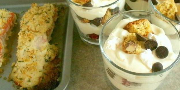 слоеный лосось и супербыстрый десерт