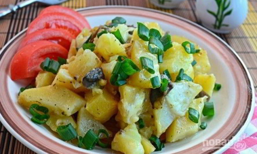 Рецепт картофеля с шампиньонами в мультиварке