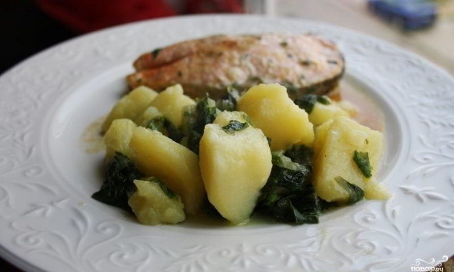Рецепт картофеля со шпинатом