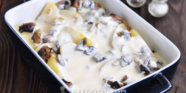 картошка в сметане с сыром в духовке