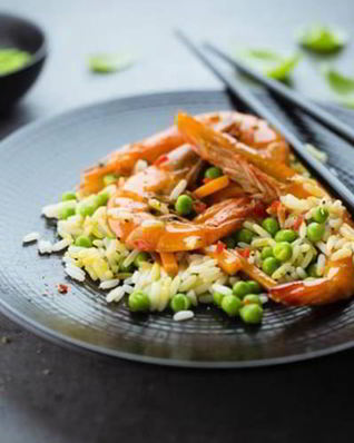 Рис с карри и креветками