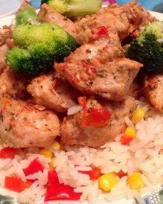 Рис с овощами и курицей