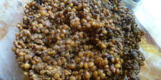 тушеная чечевица с тыквой и мясом