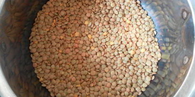 зеленая чечевица с курицей