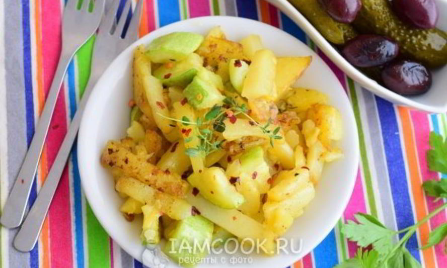 Рецепт жареной картошки с кабачками