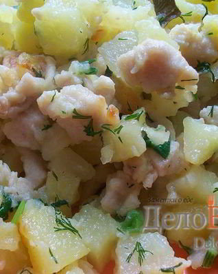 Жареная картошка с куриным филе