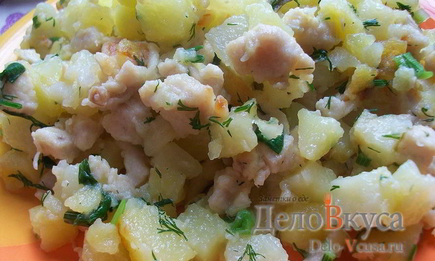Рецепт жареной картошки с куриным филе