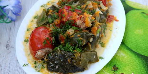 голубцы из мангольда с фаршированными овощами