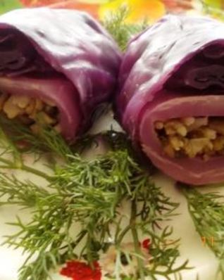 Постные голубцы из краснокочанной капусты
