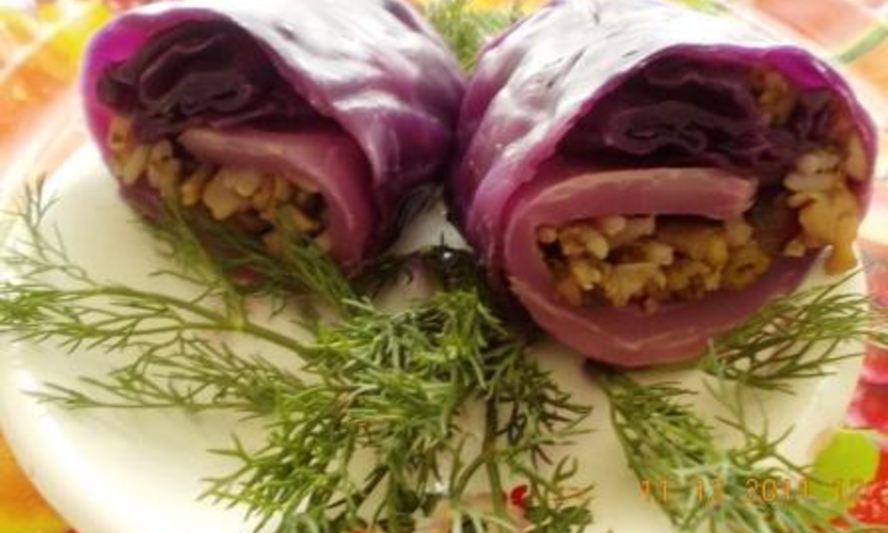 Рецепт постных голубцов из краснокочанной капусты