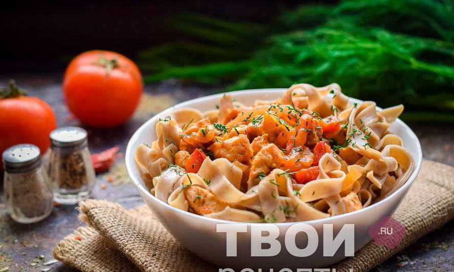 Рецепт гречневой лапши с курицей и овощами