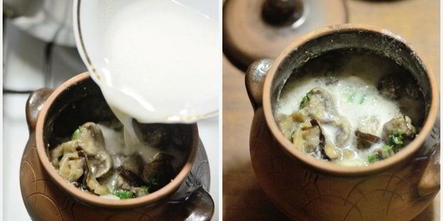 грибы душеные в горшочке