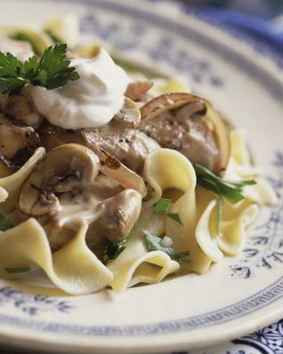 Грибы в сметанном соусе