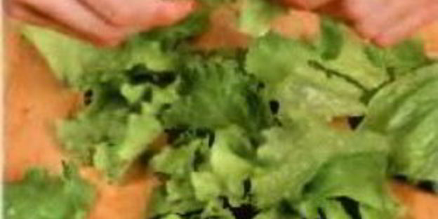 грибы в сухарях, с рисовой лапшой и салатом фризе