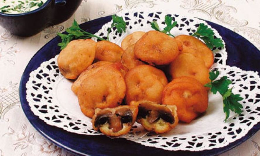 Рецепт хрустящих грибов с соусом из трав