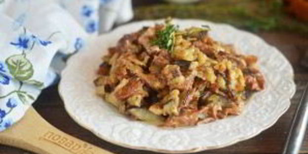 лисички с баклажанами жареные