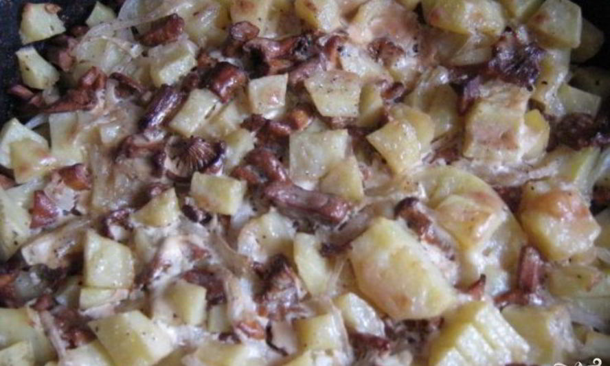 Рецепт лисичек, запеченных под сыром