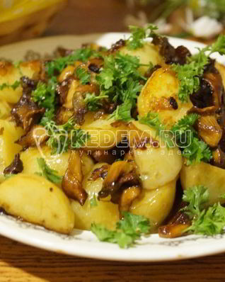 Лисички жареные с картофелем