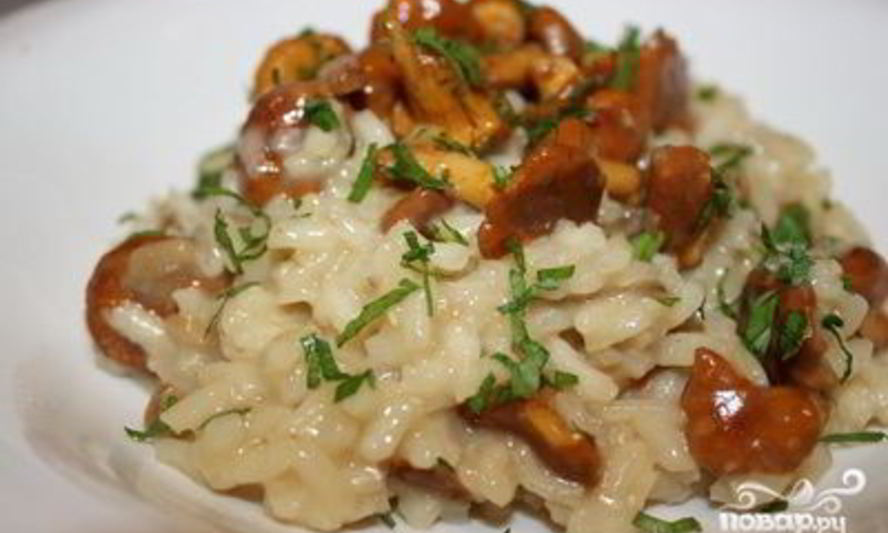 Рецепт лисичек, жареных с рисом