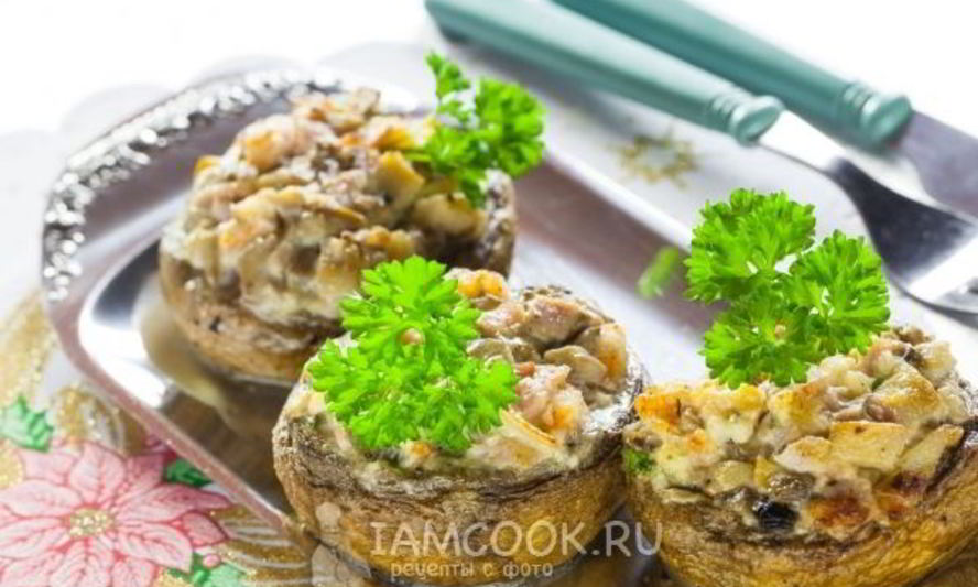 Рецепт шампиньонов, фаршированных креветками