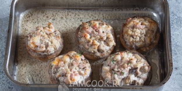 шампиньоны, фаршированные креветками