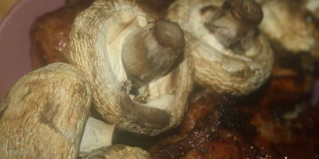 шампиньоны с чесночным ароматом на мангале