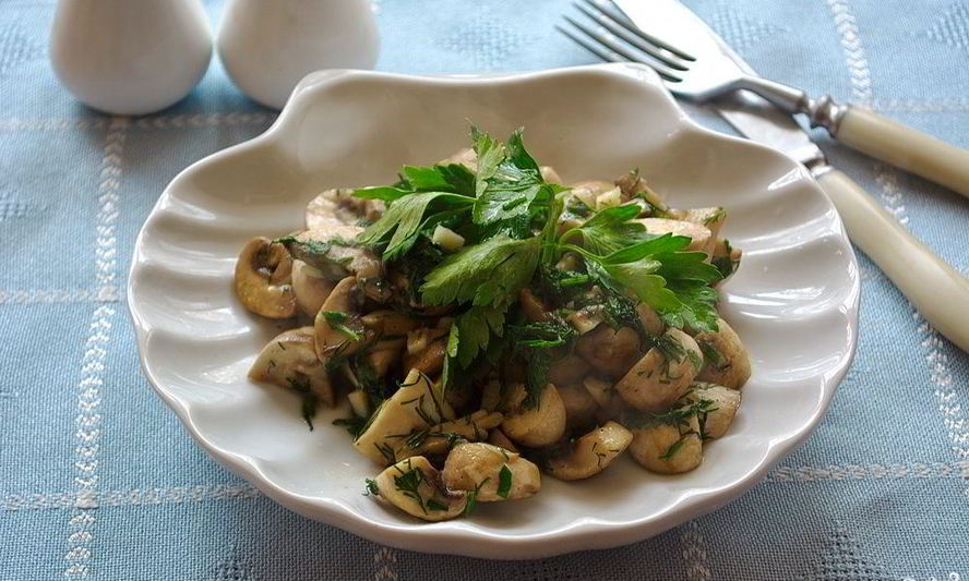 Рецепт шампиньонов с чесноком и зеленью