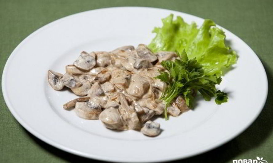 Рецепт шампиньонов со сливками