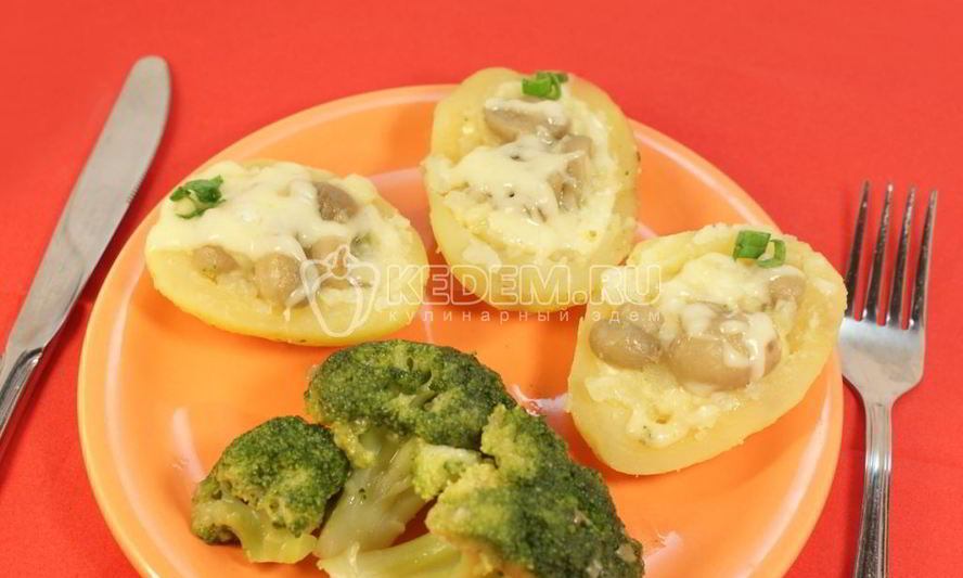 Рецепт шампиньонов в картофельных лодочках