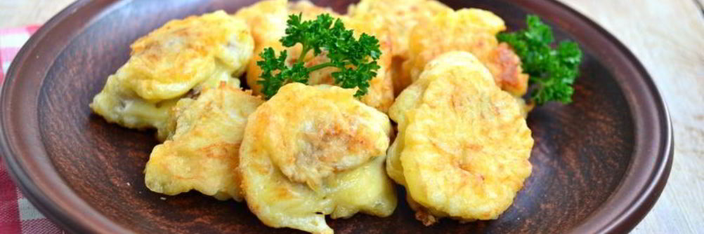 Шампиньоны в сырном кляре