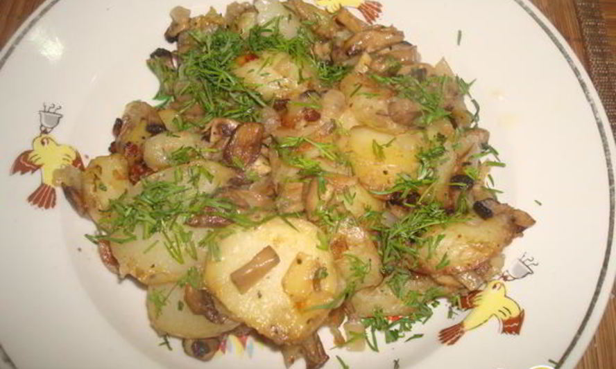 Рецепт жаренки с грибами