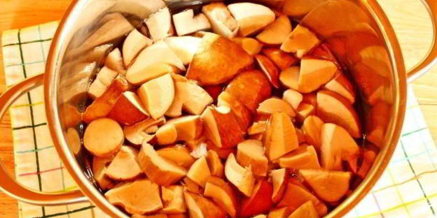 жареные белые грибы с луком